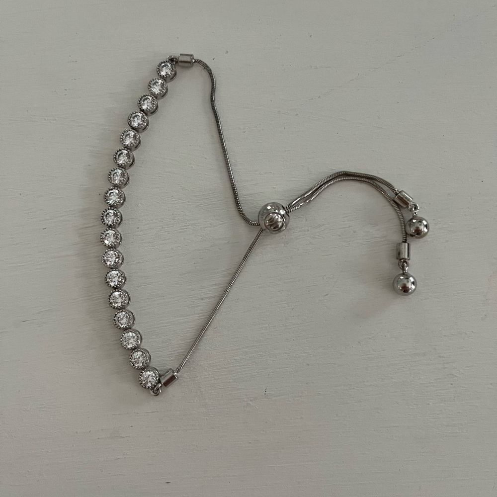 Touchstone Crystal Silver Clear Swarovski Bolo Tennis Bracelet